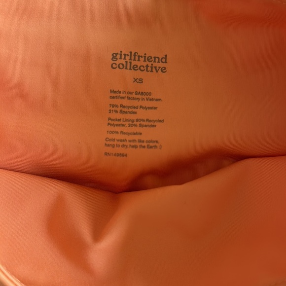 High rise orange biker shorts with pockets (Girlfriend collective) NEVER WORN - Picture 2 of 4